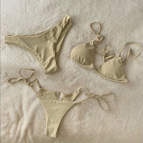 SHEIN Other - Beige Three Piece Triangle Tie Bikini Set by SHEIN